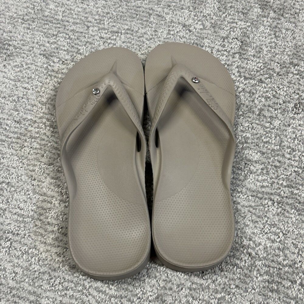 Archies Sandals Womens 8 Taupe Beige Thong Flip Flop Comfort Beach Orthotic Arch - Picture 5 of 7